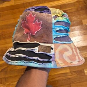 Crazy Cotton Patchwork Bucket Hat with Leaf Design